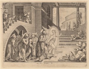 Les Apôtres Libérés de la Prison par un Ange - Philip Galle after Maerten van Heemskerck