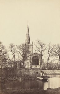 Église depuis une rive, années 1850