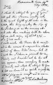 Une lettre de Philip James de Loutherbourg, 19 juillet 1808, 1904