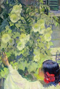 Roses trémières, vers 1923 (huile sur toile)