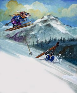 La souris de la ville et la souris de la campagne, tirée de "Il était une fois" (gouache sur papier)