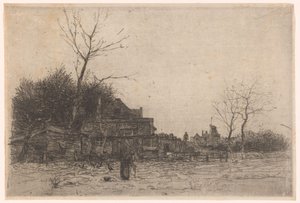 Vieille femme dans un champ près d