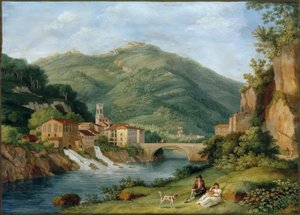 Hackert, pont près de Serraglio sur la Lima à Bagni di Lucca