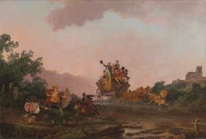 Fêtards sur un carrosse