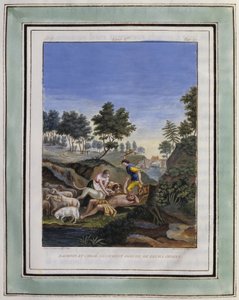 Daphnis et Chloe délivrent Dorcon de leurs chiens (Illustration de Les Amours pastorales de Daphnis et Chloe) - Philippe d