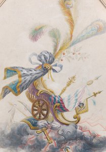 Conception pour une soie Lampas avec un char triomphal sur un nuage, vers 1770-75