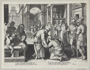 Cornelius agenouillé devant Saint Pierre - Philips Galle