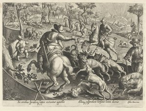 Chasse aux loups avec des lances - Philips Galle
