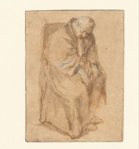 Joost van den Vondel, dormant dans une chaise - Philips Koninck