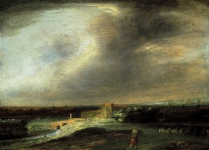 Paysage avec une ville lointaine