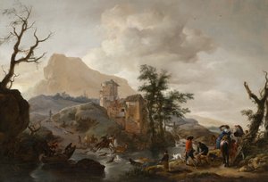 Chasse au cerf dans une rivière