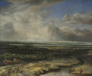 Paysage étendu avec une partie de chasse au faucon, vers 1670