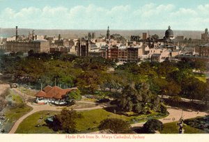 Hyde Park depuis la cathédrale Sainte-Marie, Sydney - Photographer Australian