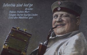 Soldat allemand fumant sa pipe (photo colorisée)