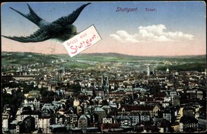 Stuttgart, vue de la ville avec hirondelle - Photographer German