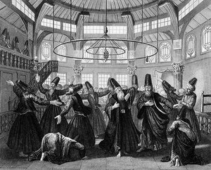 La danse des derviches, gravée par W. Forrest, de 