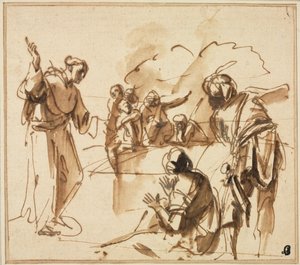 Un Moine Prêchant, milieu du 17e siècle - Pier Francesco Mola