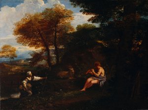Paysage avec un berger et une bergère
