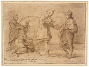 Le poète Baldini buvant dans le bar de Melosi - Pier Francesco Mola