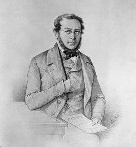 Portrait de Pierre-Joseph Proudhon (1809-1865), homme politique, philosophe et anarchiste français, dessin de Colletti