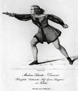 Portrait de Wilhelmine Schroder-Devrient, soprano allemande, dans le rôle de Leonora dans Fidelio ou l