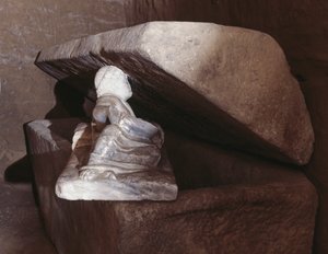 Sarcophage dans la tombe du Pèlerin, Chiusi, Toscane, Italie, civilisation étrusque, 3ème siècle avant J.-C.