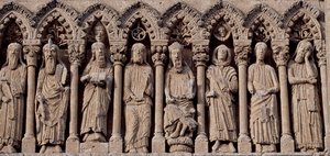 Espagne, Castille-et-León, Cathédrale de Santa Maria, Frise avec des personnages de l