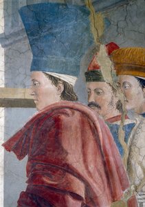 La Légende de la Vraie Croix, la Vérification de la Vraie Croix, trois serviteurs (détail)