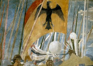 La Légende de la Vraie Croix, la Victoire de Constantin au Pont Milvius, bannière (détail) - Piero della Francesca