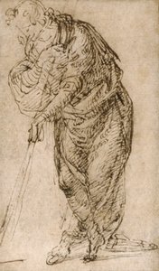 Figure debout appuyée sur un bâton, vers 1510