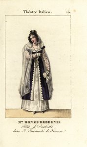 Mme. Ronzi-Debegnis dans I Fuoruscit di Firenze, Théâtre Italien (gravure) - Pierre Charles Baquoy