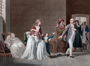 Séparation du roi Louis XVI de France (1754-1793) de sa famille. Paris, prison du Temple, le 20 janvier