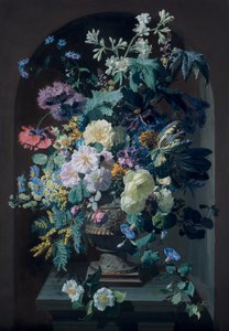 Vase de fleurs avec mimosas et vase de fleurs avec grappe de raisin (paire) - Pierre Adrien Chabal Dussurgey