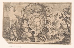 Représentation allégorique avec le blason de la couronne française - Pierre Alexandre Aveline