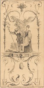 Berger et bergère (?) - Pierre Alexandre Aveline after Antoine Watteau