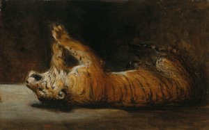 Jouer au tigre (huile sur toile)