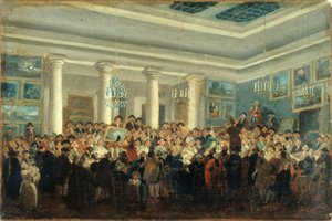 Vente publique de tableaux, vers 1785 (huile sur toile) - Pierre Antoine Demachy