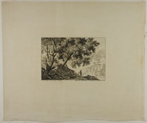Paysage avec un homme portant un bâton - Pierre Antoine Mongin
