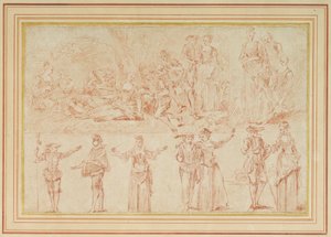 Deux fêtes galantes et études de figures simples et de paires