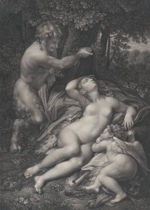 Un satyre découvrant Vénus endormie, avec Cupidon à ses côtés