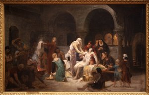Sainte Élisabeth de Hongrie (1207-1231) soignant les malades. Peinture par Pierre Auguste Cot (1837-1883), huile sur toile