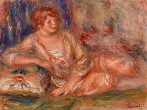 Andrée en rose étendue