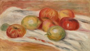 Pommes et citrons sur une nappe