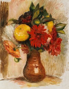 Bouquet de fleurs dans une cruche en pierre