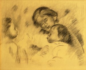 Gabrielle Renard avec Jean Renoir et une petite fille, vers 1895-96