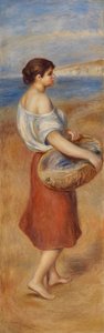 Fille avec panier de poissons