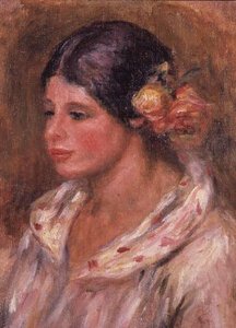 Fille avec des roses dans les cheveux - Pierre Auguste Renoir