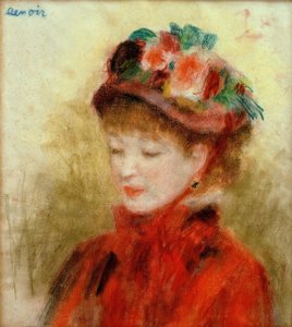 Jeune femme au chapeau aux fleurs - Pierre Auguste Renoir