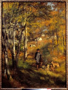 Jules Lecoeur et ses chiens dans la forêt de Fontainebleau. Peinture de Pierre Auguste Renoir (1841-1919) - Pierre Auguste Renoir