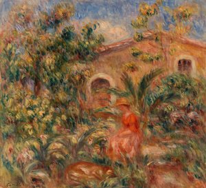 Femme et chien dans un paysage
